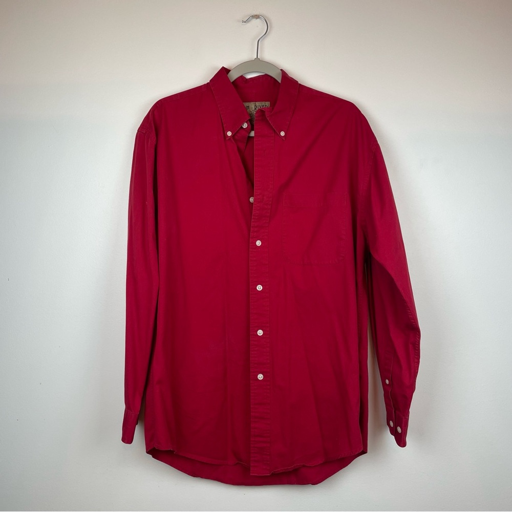 Vintage Sun River Red Button Up Shirt Men’s Medium Classic Style